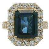 14k Gold 6.84 ct Sapphire & Diamond Ring