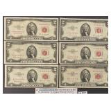 1953 Red Seal Two Dollar Bill Lot