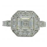 14kt Gold 3.26 ct Asscher Cut VS Lab Diamond Ring