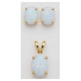 10kt Gold 4.00 ct Opal Earring & Pendant Set