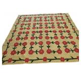 Pink & Green Posy Hand Stitched Quilt