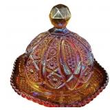 Carnival Amberina Butter Dish