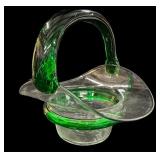 Hand Crafted Blenko Green Basket