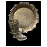 Brass Tray & Cowboy Boot