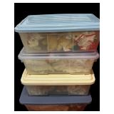 (4) Small Totes wï¿½ Lids of Christmas Decorations