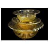 3 pc Amber Federal Glass Mixing Bowls
