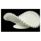 Fenton Milk Glass Silver Crest Flip Bowl