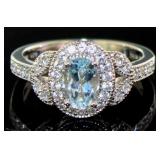 Oval Natural Aquamarine Designer Ring