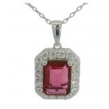 Emerald Cut 2.50 ct Ruby & Diamond Necklace