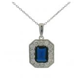 Emerald Cut 3.25 ct Sapphire & Diamond Necklace