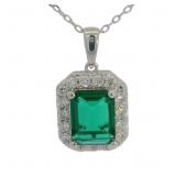 Emerald Cut 2.50 ct Emerald & Diamond Necklace