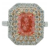Brilliant 3.67 ct Radiant VS Pink Lab Diamond Ring