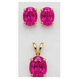 10kt Gold 4.00 ct Ruby Earring & Pendant Set