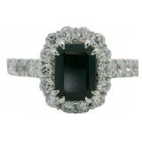 Natural 2.39 ct Sapphire & Lab Diamond Ring