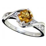 Cushion Cut 1.25 ct Natural Golden Citrine Ring