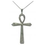 Natural 1/2 ct Large Diamond 'Ankh' Cross Neckalce
