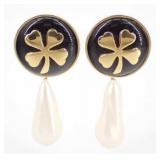 Chanel Clover GP Clip-on Earrings
