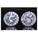 Round Brilliant White Sapphire Earrings