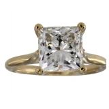 14k Gold 3.42 ct Princess Cut Lab Diamond Ring