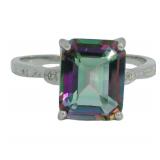 Natural 3.63 ct Mystic Topaz & Diamond Ring