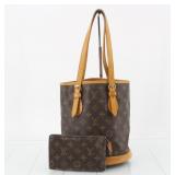 Louis Vuitton Monogram Bucket PM Tote Bag W/ Pouch