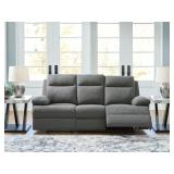 Side-Swipe Charcoal Rec Sofa W Drop Down Table