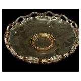 10.5 ï¿½  Fostoria Amber Open Lace Console Bowl