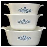 (3) pc 21/2, 1 3/4, & 1 1/2 Quart Corning Ware