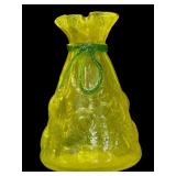 Beautiful Yellow Blown Glass Sack Vase