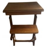 Antique Wood Drafting Table & Stool wï¿½ Adj Height