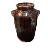 Antique Glazed Stoneware Jar wï¿½ Lid