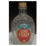 Vintage Log Cabin Syrup Glass Bottle