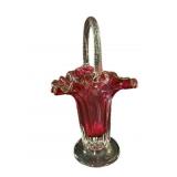 Cranberry Art Glass Basket