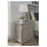 Lettner Light Gray Three-Drawer Nightstand