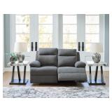 Side-Swipe Charcoal Reclining Loveseat