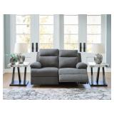 Side-Swipe Charcoal Reclining Loveseat