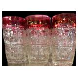 14 Pc Kings Crown Clear Thumbprint wï¿½ Ruby Rims