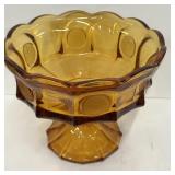 Amber Fostoria Coin Glass Pedestal Bowl