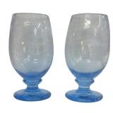 Vintage Hand Blown Blue Brandy Sniffers