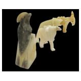 White Onyx Quartz Elephant, Bird, Donkey &