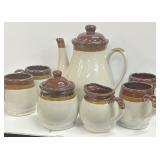 Tea Pot 4 Mugs Cream & Sugar