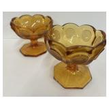 Amber Fostoria Coin Glass Jam Compotes