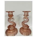 Pink Candle Holders Pair