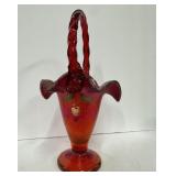 Fenton Ruby Red Stretch Glass Basket Artist