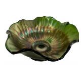 Green Carnival Glass Candy Dish