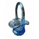 Vintage Fenton Glass Blue Basket