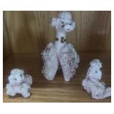(3) PCS Glass Dog And Puppy Decor