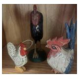 (3) PCS Wooden Chickens Decor