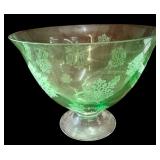 Etched Green Bowl