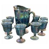 Carnival Pitcher & 8 Glasses